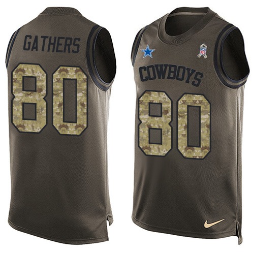 Men's Limited Rico Gathers Nike Jersey Green - #80 Salute to Service Tank Top NFL Dallas Cowboys